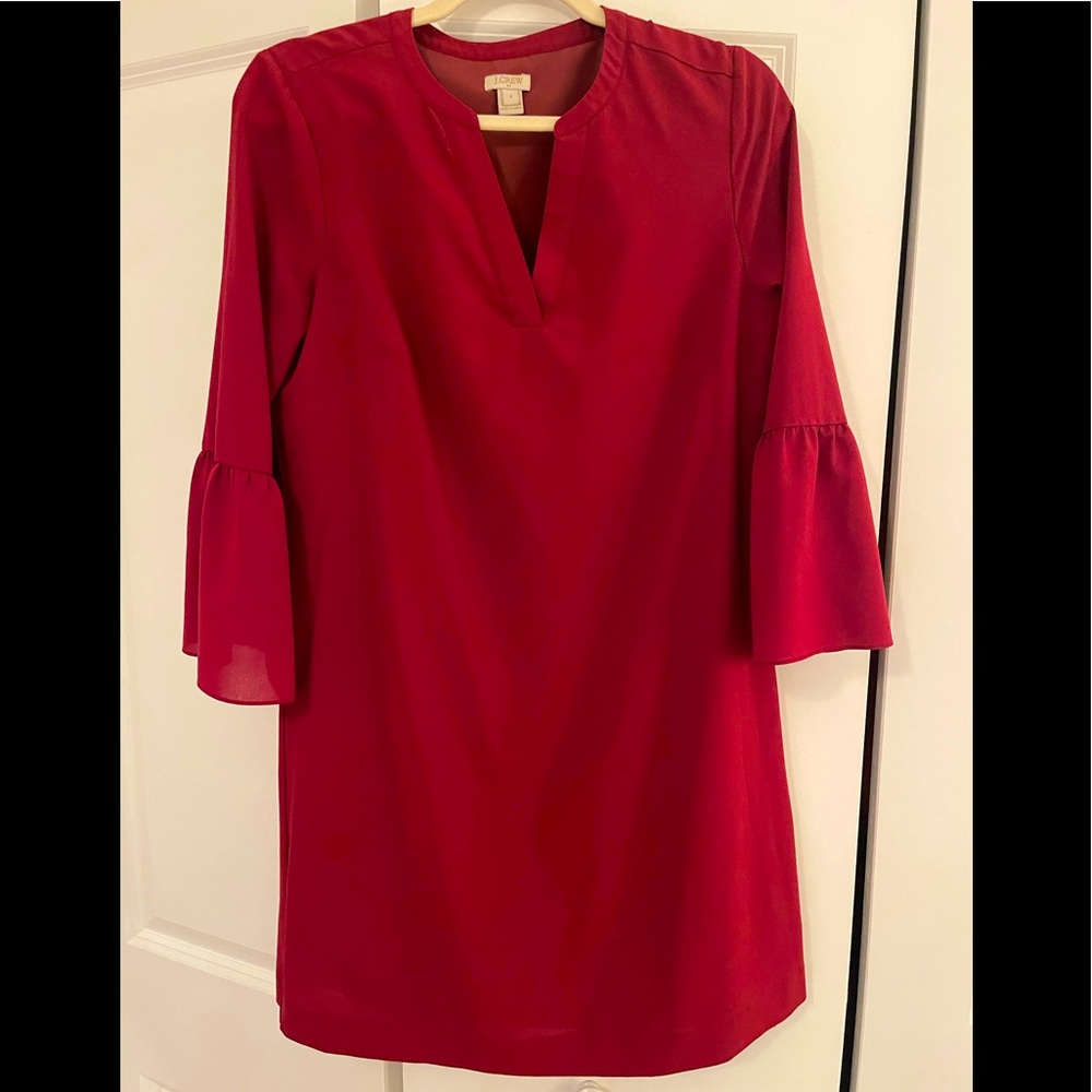 Jcrew women’s shift dress with bell sleeves burgundy